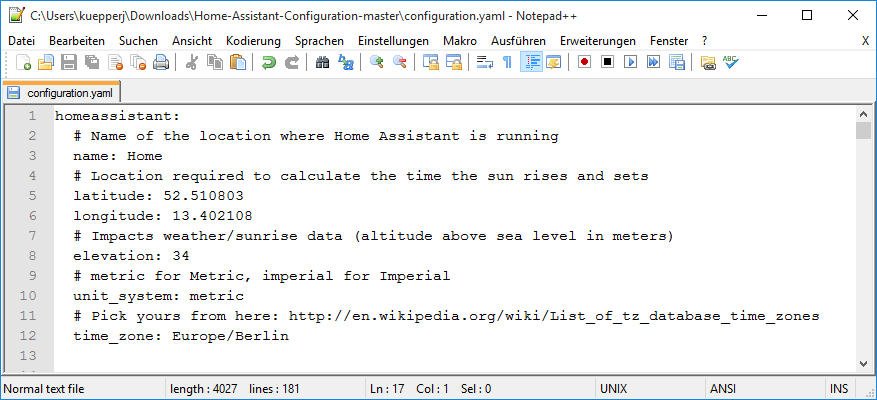 Home Assistant Konfiguration